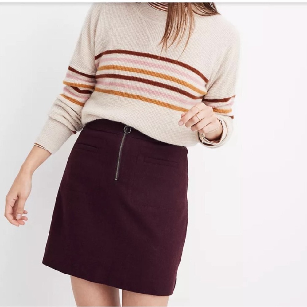 Madewell Maroon Fireside wool-blend mini skirt - size 12